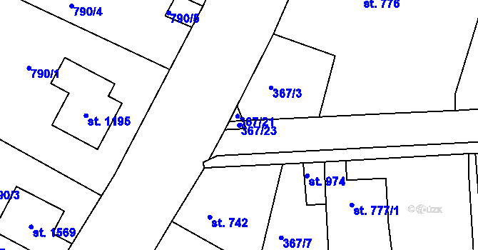 Parcela st. 367/23 v KÚ Planá u Mariánských Lázní, Katastrální mapa