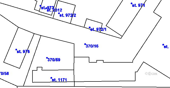 Parcela st. 370/16 v KÚ Planá u Mariánských Lázní, Katastrální mapa
