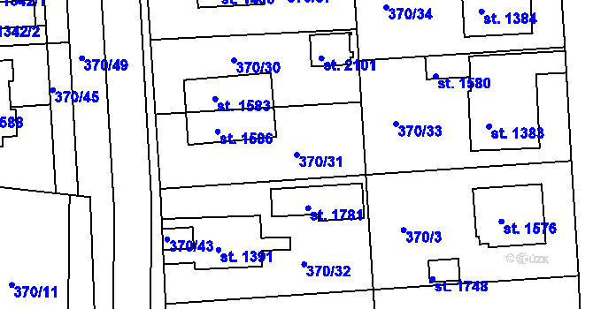 Parcela st. 370/31 v KÚ Planá u Mariánských Lázní, Katastrální mapa