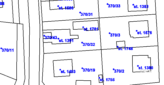Parcela st. 370/32 v KÚ Planá u Mariánských Lázní, Katastrální mapa