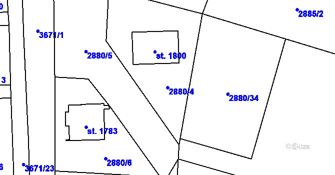 Parcela st. 2880/4 v KÚ Planá u Mariánských Lázní, Katastrální mapa