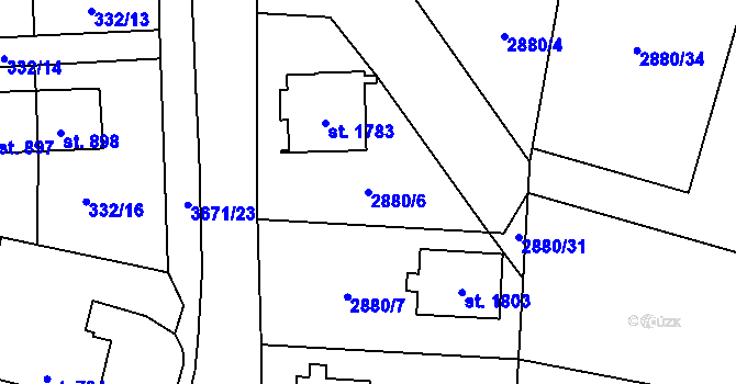 Parcela st. 2880/6 v KÚ Planá u Mariánských Lázní, Katastrální mapa