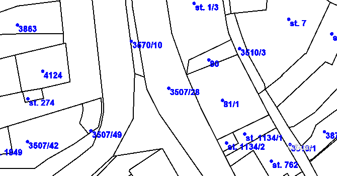 Parcela st. 3507/28 v KÚ Planá u Mariánských Lázní, Katastrální mapa