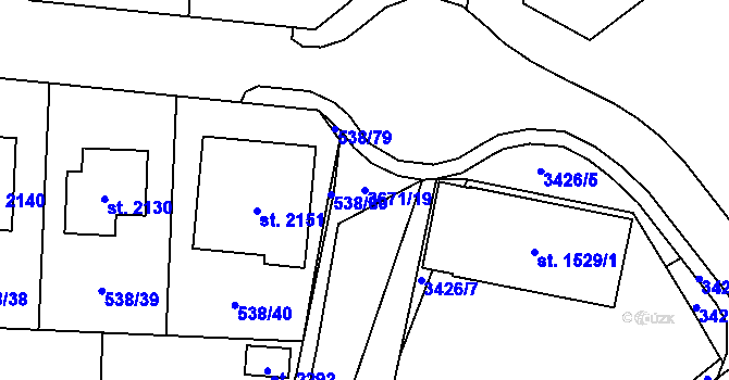 Parcela st. 3671/19 v KÚ Planá u Mariánských Lázní, Katastrální mapa