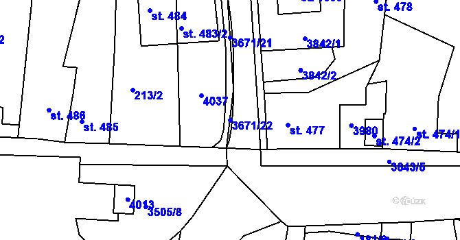 Parcela st. 3671/22 v KÚ Planá u Mariánských Lázní, Katastrální mapa