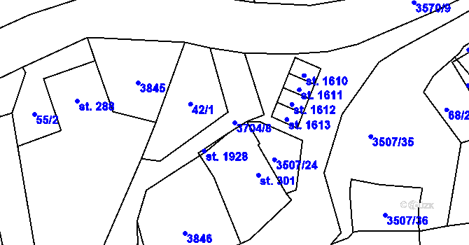 Parcela st. 3704/8 v KÚ Planá u Mariánských Lázní, Katastrální mapa