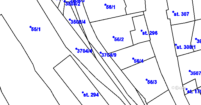 Parcela st. 3704/9 v KÚ Planá u Mariánských Lázní, Katastrální mapa