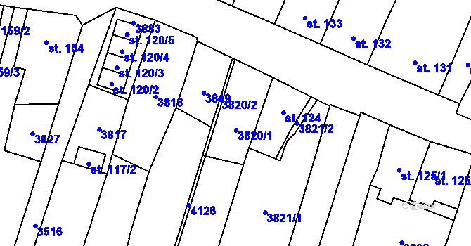 Parcela st. 3820 v KÚ Planá u Mariánských Lázní, Katastrální mapa