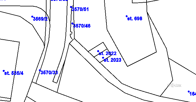 Parcela st. 2022 v KÚ Planá u Mariánských Lázní, Katastrální mapa