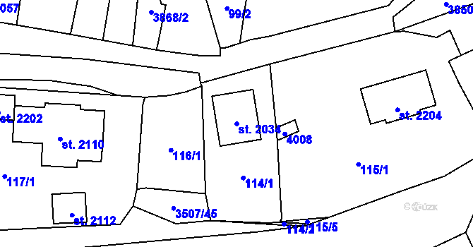 Parcela st. 2034 v KÚ Planá u Mariánských Lázní, Katastrální mapa