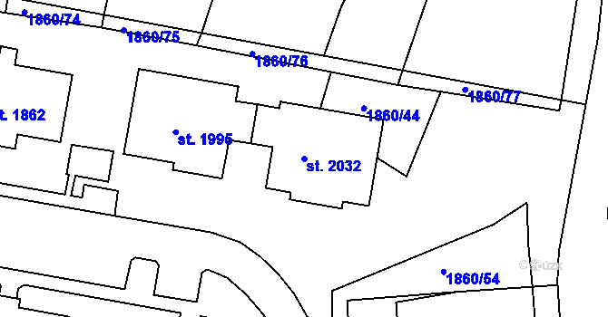 Parcela st. 2032 v KÚ Planá u Mariánských Lázní, Katastrální mapa