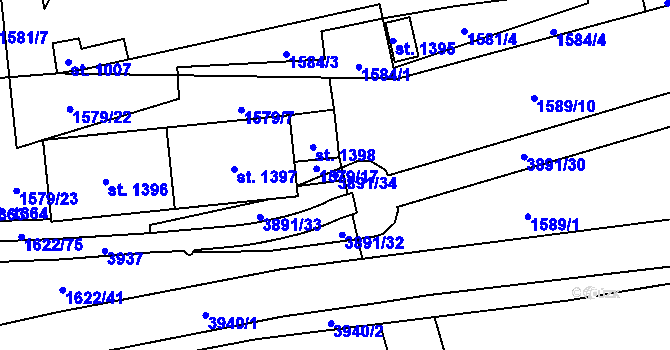 Parcela st. 3891/34 v KÚ Planá u Mariánských Lázní, Katastrální mapa