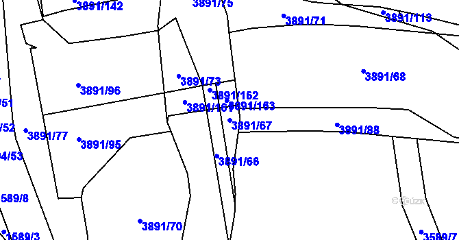 Parcela st. 3891/67 v KÚ Planá u Mariánských Lázní, Katastrální mapa