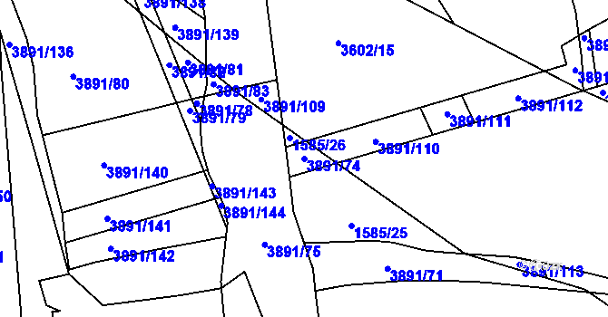 Parcela st. 3891/74 v KÚ Planá u Mariánských Lázní, Katastrální mapa