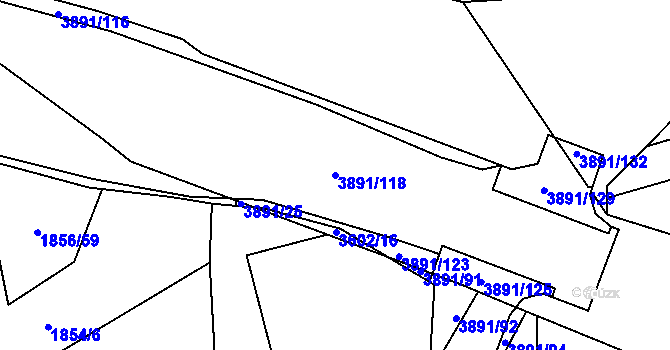 Parcela st. 3891/118 v KÚ Planá u Mariánských Lázní, Katastrální mapa
