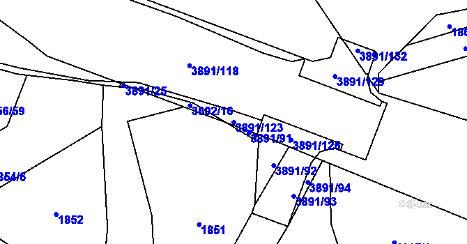 Parcela st. 3891/123 v KÚ Planá u Mariánských Lázní, Katastrální mapa