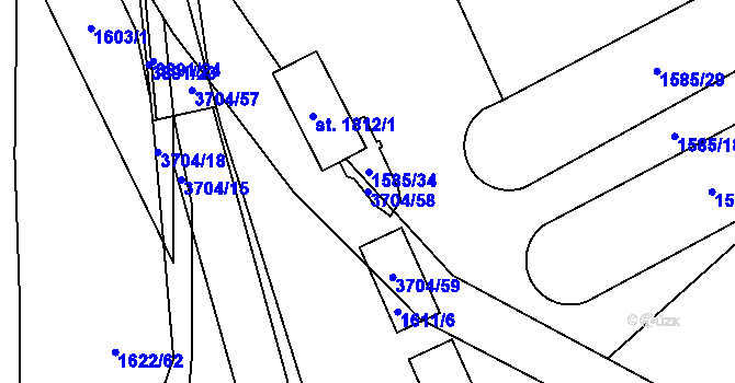 Parcela st. 3704/58 v KÚ Planá u Mariánských Lázní, Katastrální mapa