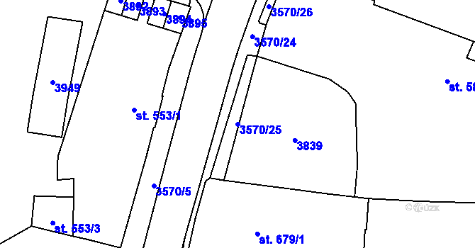 Parcela st. 3570/25 v KÚ Planá u Mariánských Lázní, Katastrální mapa