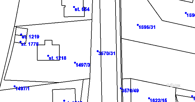 Parcela st. 3570/31 v KÚ Planá u Mariánských Lázní, Katastrální mapa