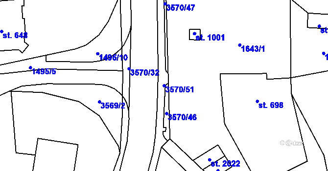 Parcela st. 3570/51 v KÚ Planá u Mariánských Lázní, Katastrální mapa