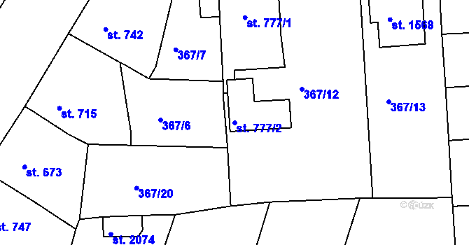 Parcela st. 777/2 v KÚ Planá u Mariánských Lázní, Katastrální mapa