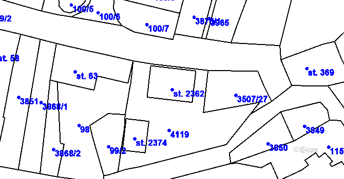 Parcela st. 2362 v KÚ Planá u Mariánských Lázní, Katastrální mapa