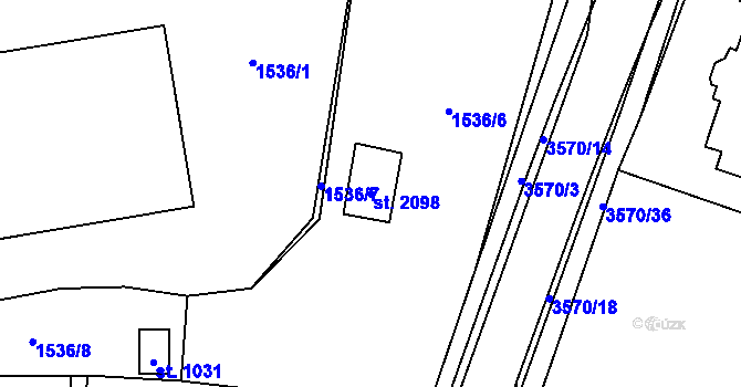 Parcela st. 2098 v KÚ Planá u Mariánských Lázní, Katastrální mapa