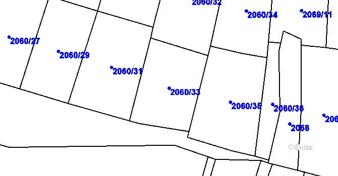 Parcela st. 2060/33 v KÚ Planá u Mariánských Lázní, Katastrální mapa