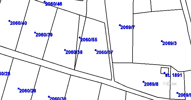Parcela st. 2060/37 v KÚ Planá u Mariánských Lázní, Katastrální mapa