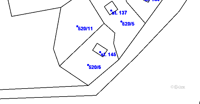Parcela st. 145 v KÚ Vysoké Sedliště, Katastrální mapa