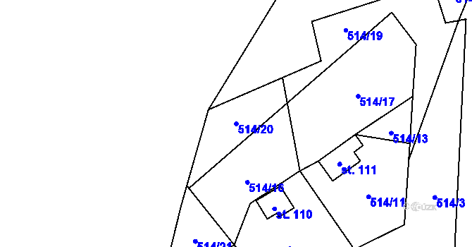 Parcela st. 514/20 v KÚ Vysoké Sedliště, Katastrální mapa