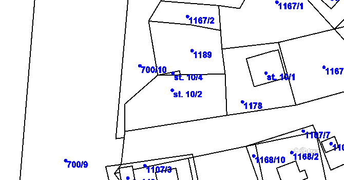 Parcela st. 10/2 v KÚ Vysoké Sedliště, Katastrální mapa