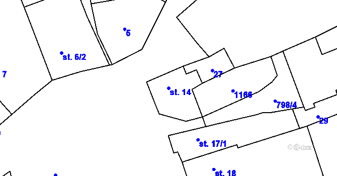Parcela st. 14 v KÚ Vysoké Sedliště, Katastrální mapa