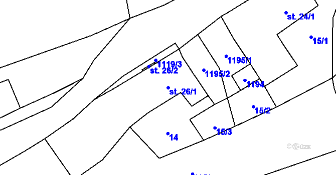 Parcela st. 26/1 v KÚ Vysoké Sedliště, Katastrální mapa