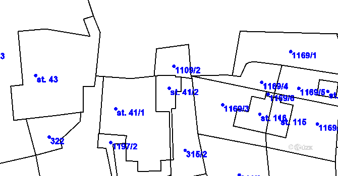 Parcela st. 41/2 v KÚ Vysoké Sedliště, Katastrální mapa