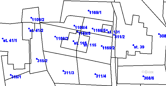 Parcela st. 115 v KÚ Vysoké Sedliště, Katastrální mapa