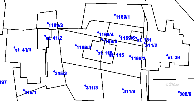 Parcela st. 116 v KÚ Vysoké Sedliště, Katastrální mapa
