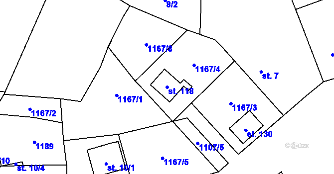 Parcela st. 118 v KÚ Vysoké Sedliště, Katastrální mapa