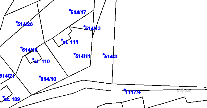 Parcela st. 514/3 v KÚ Vysoké Sedliště, Katastrální mapa