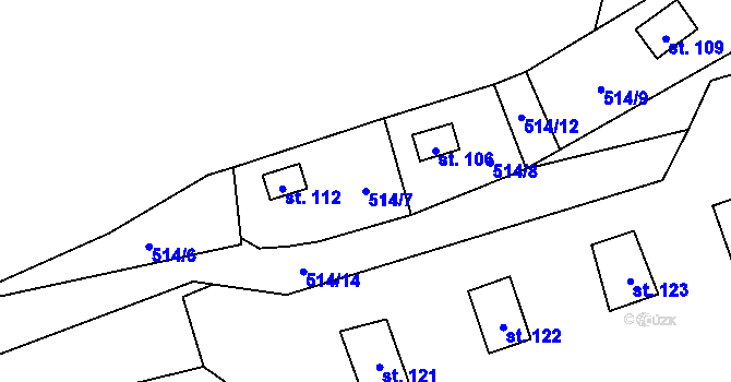 Parcela st. 514/7 v KÚ Vysoké Sedliště, Katastrální mapa