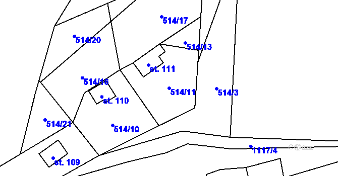 Parcela st. 514/11 v KÚ Vysoké Sedliště, Katastrální mapa