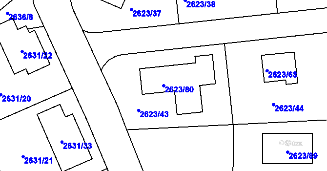 Parcela st. 2623/80 v KÚ Planá nad Lužnicí, Katastrální mapa