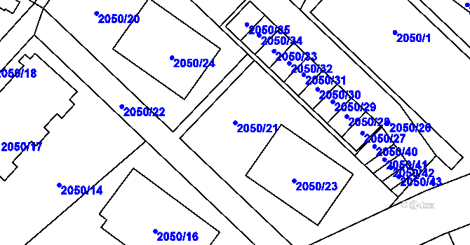 Parcela st. 2050/21 v KÚ Planá nad Lužnicí, Katastrální mapa