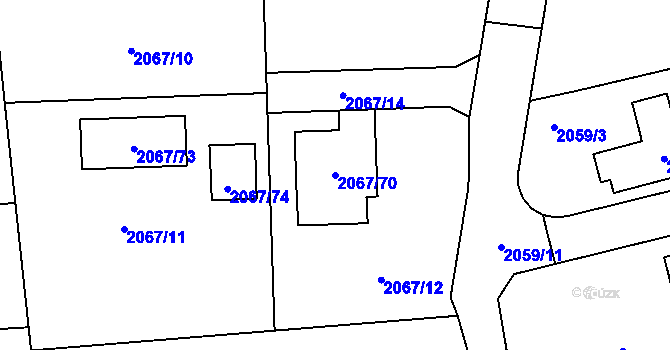 Parcela st. 2067/70 v KÚ Planá nad Lužnicí, Katastrální mapa