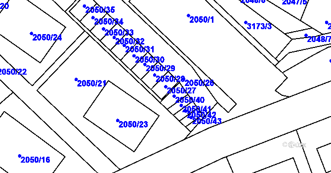 Parcela st. 2050/27 v KÚ Planá nad Lužnicí, Katastrální mapa