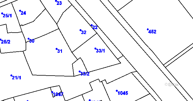Parcela st. 33 v KÚ Planá nad Lužnicí, Katastrální mapa
