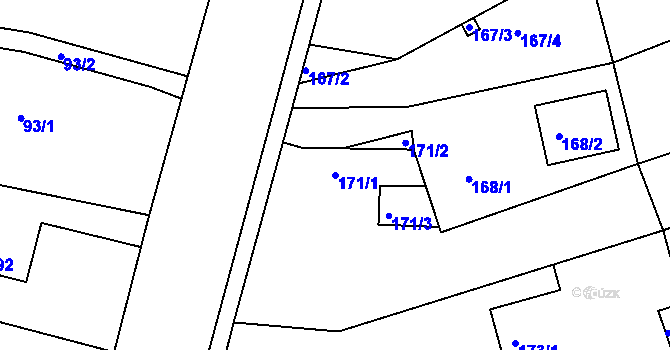 Parcela st. 171/1 v KÚ Planá nad Lužnicí, Katastrální mapa