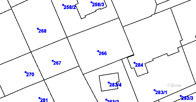 Parcela st. 266 v KÚ Planá nad Lužnicí, Katastrální mapa