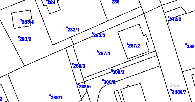 Parcela st. 287/1 v KÚ Planá nad Lužnicí, Katastrální mapa