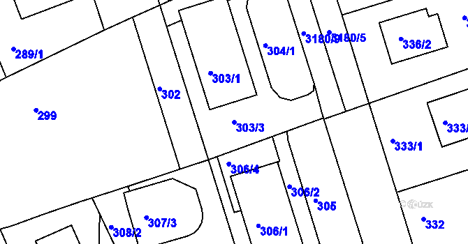 Parcela st. 303/3 v KÚ Planá nad Lužnicí, Katastrální mapa